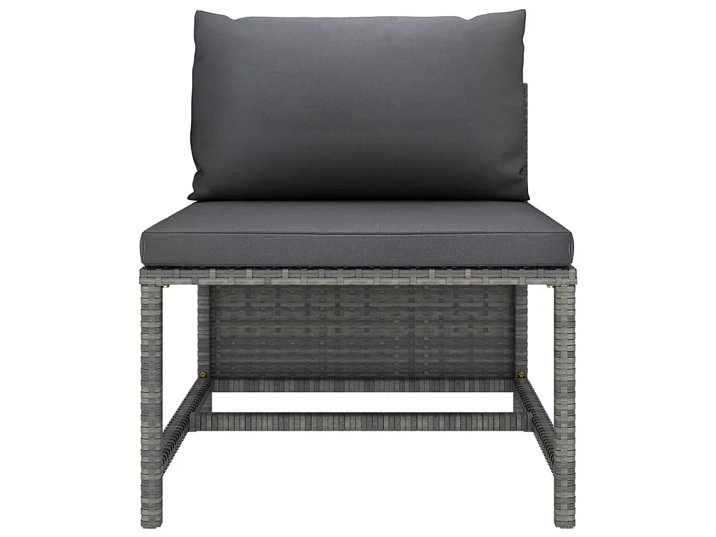 Salon de jardin 5 pcs avec coussins Gris Résine tressée