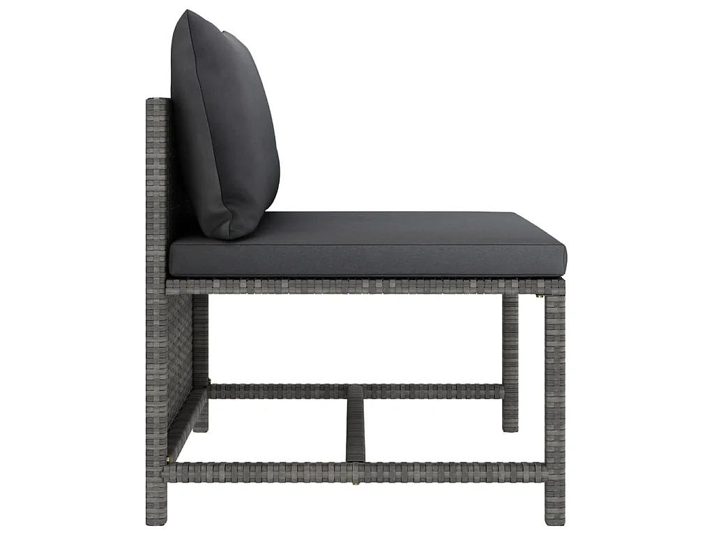 Salon de jardin 5 pcs avec coussins Gris Résine tressée
