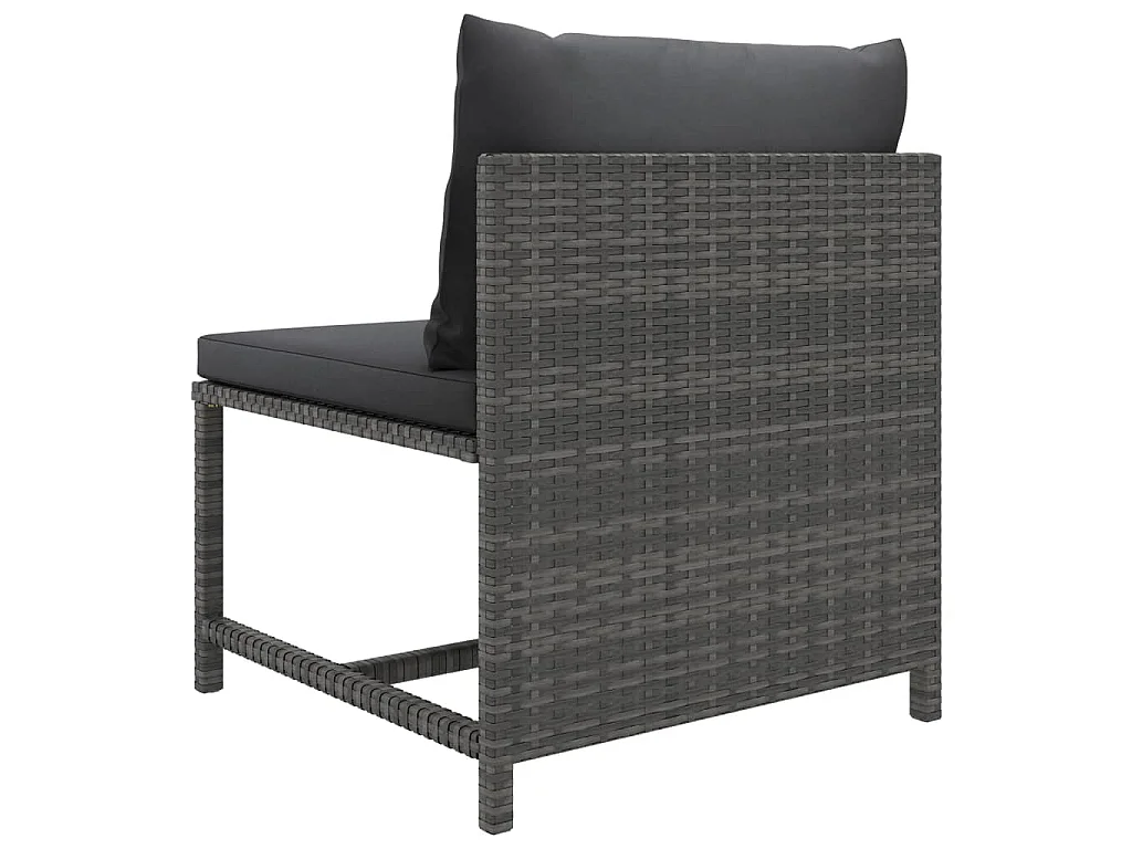 Salon de jardin 5 pcs avec coussins Gris Résine tressée