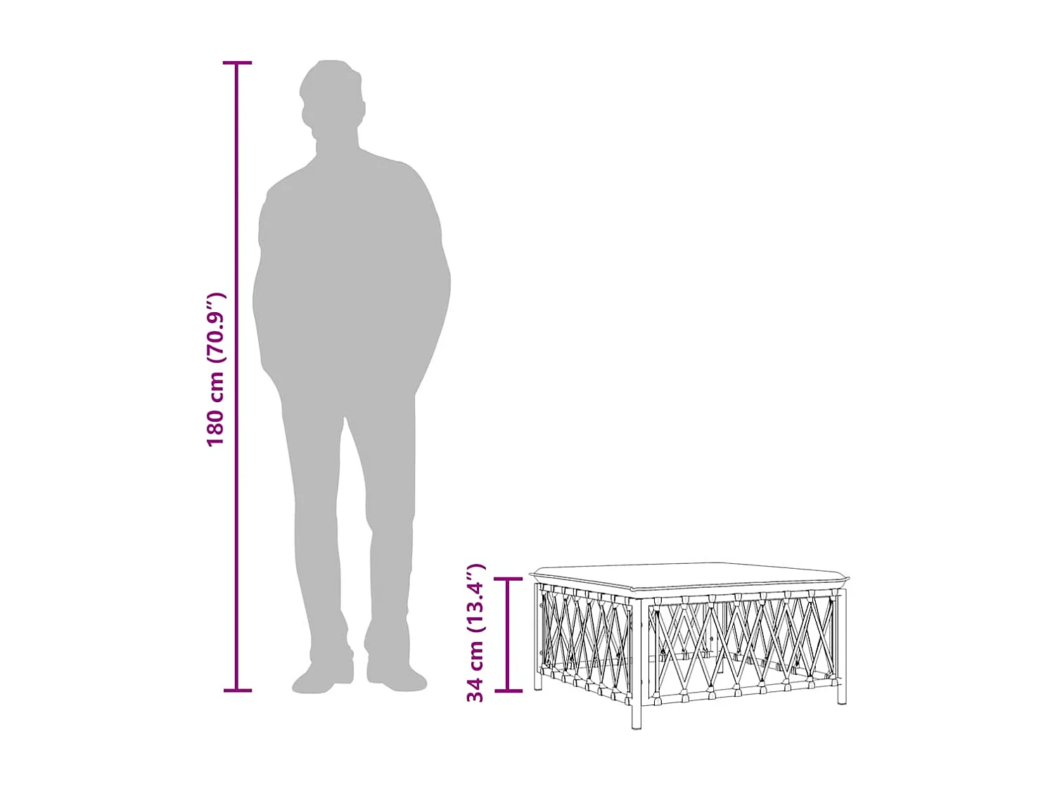 Taburete de jardín con cojín tela tejida gris antracita