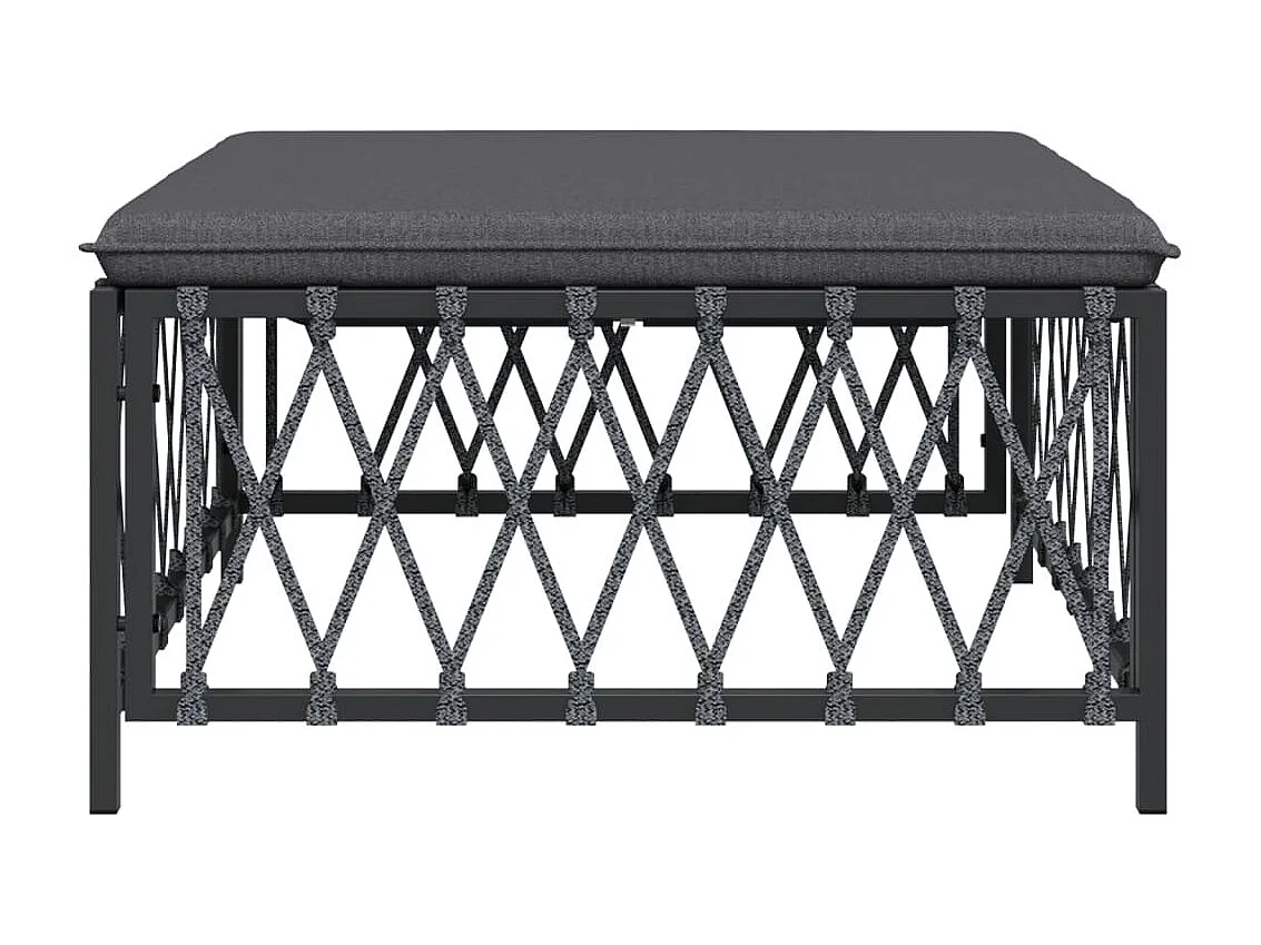 Tuinvoetenbank met kussen geweven stof antracietkleurig