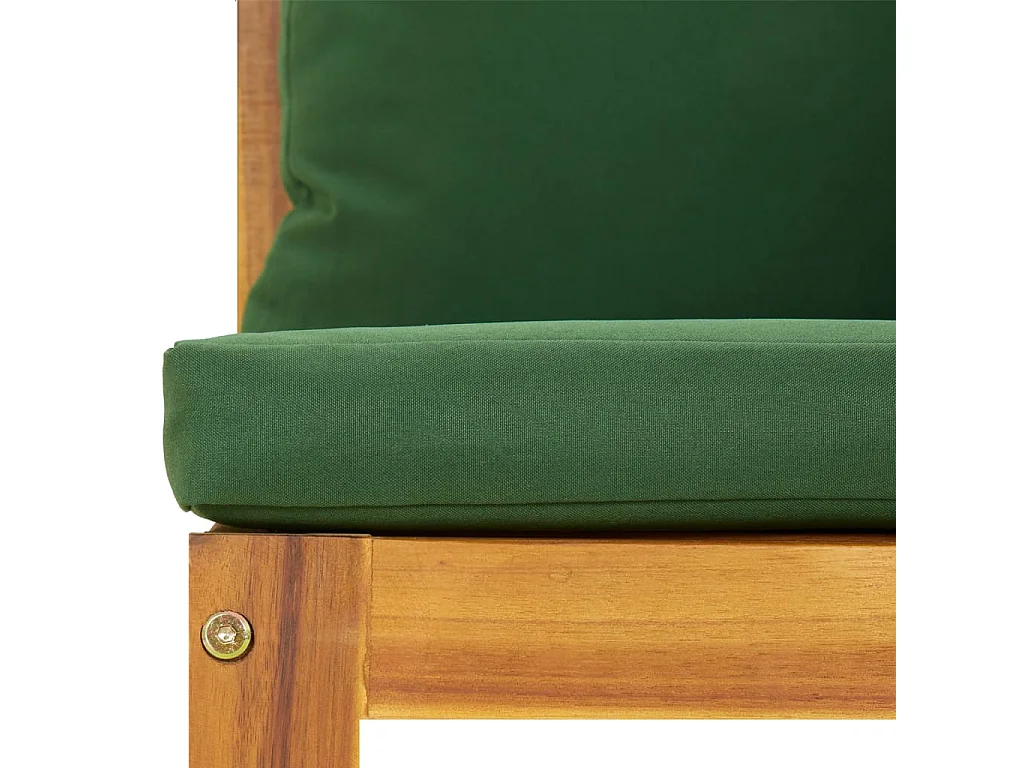 Canapé d'angle sectionnel et coussins verts bois massif acacia