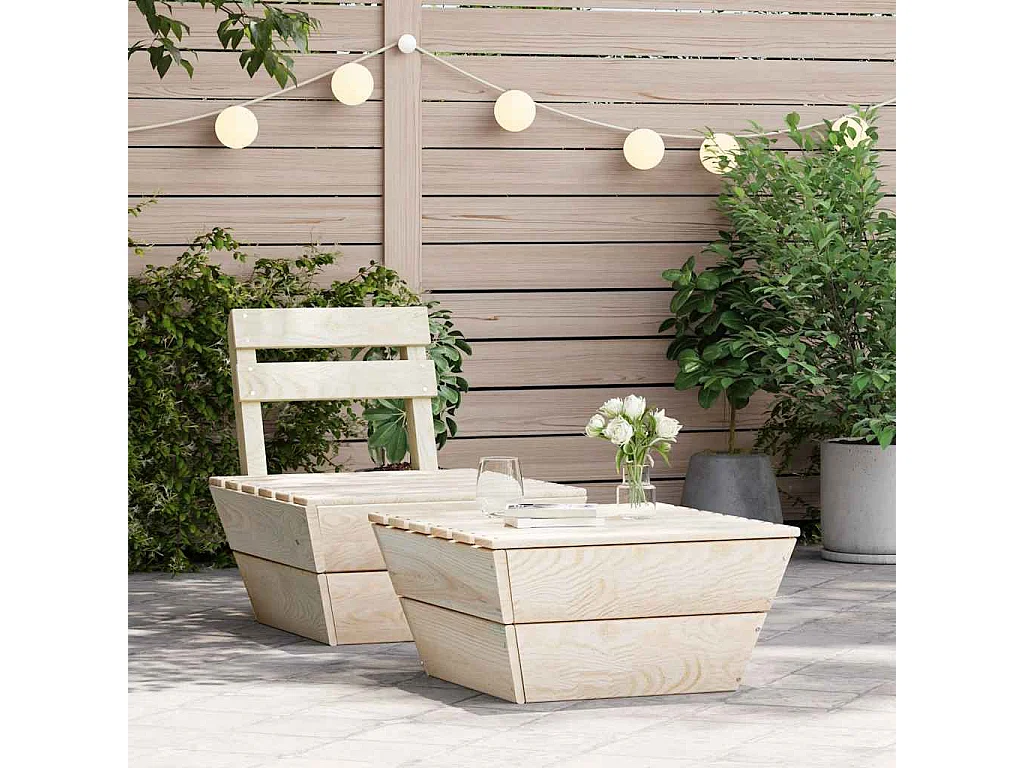 Salon de jardin 2 pcs Bois d'épicéa imprégné