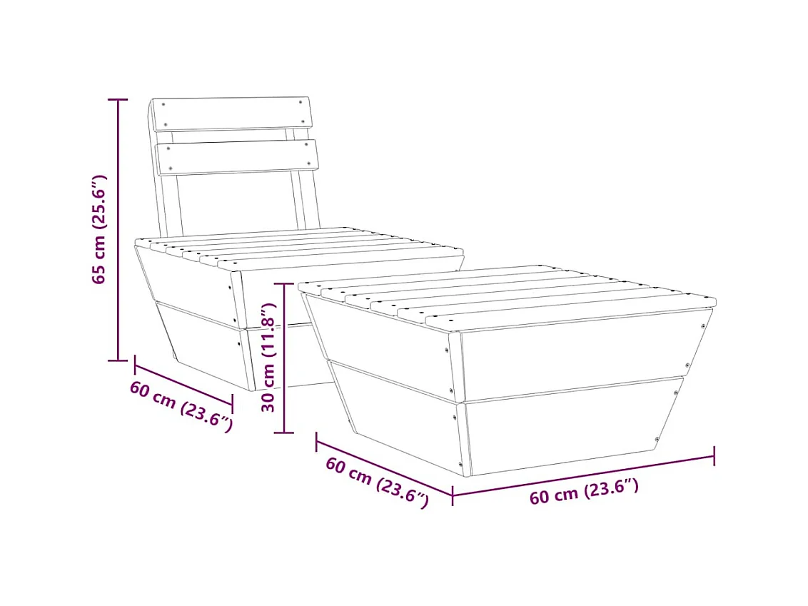 Salon de jardin 2 pcs Bois d'épicéa imprégné
