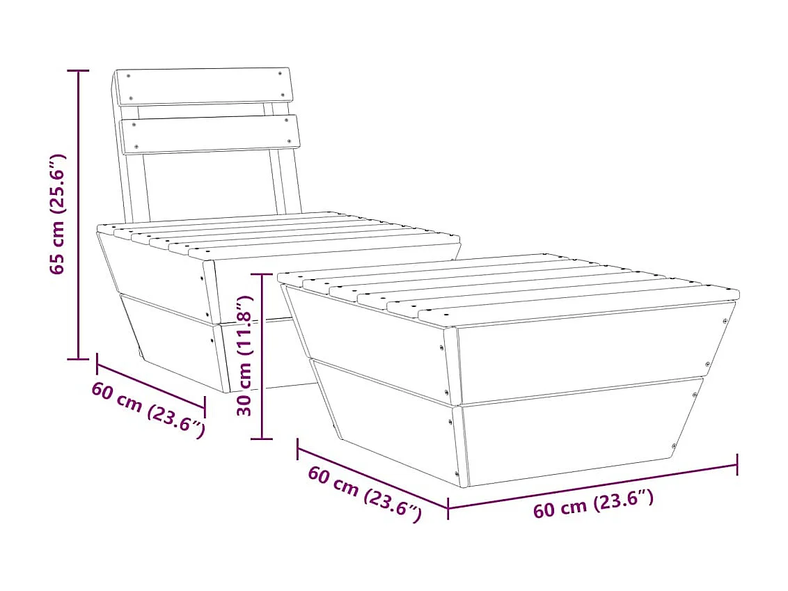 Set Divani da Giardino 2 pz in Legno di Abete Impregnato