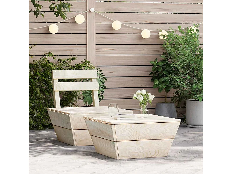 Salon de jardin 2 pcs Bois d'épicéa imprégné
