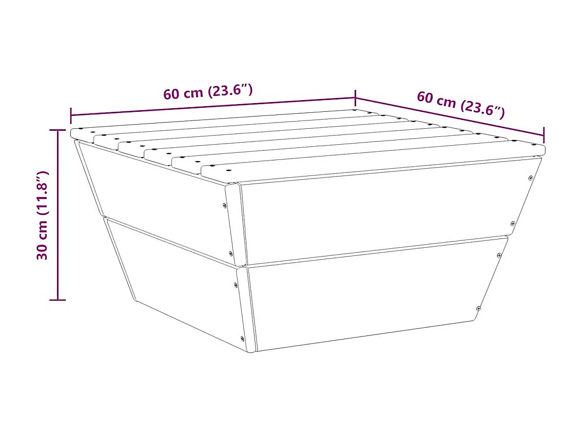 Table de jardin 60x60x30 cm Bois d'épicéa imprégné