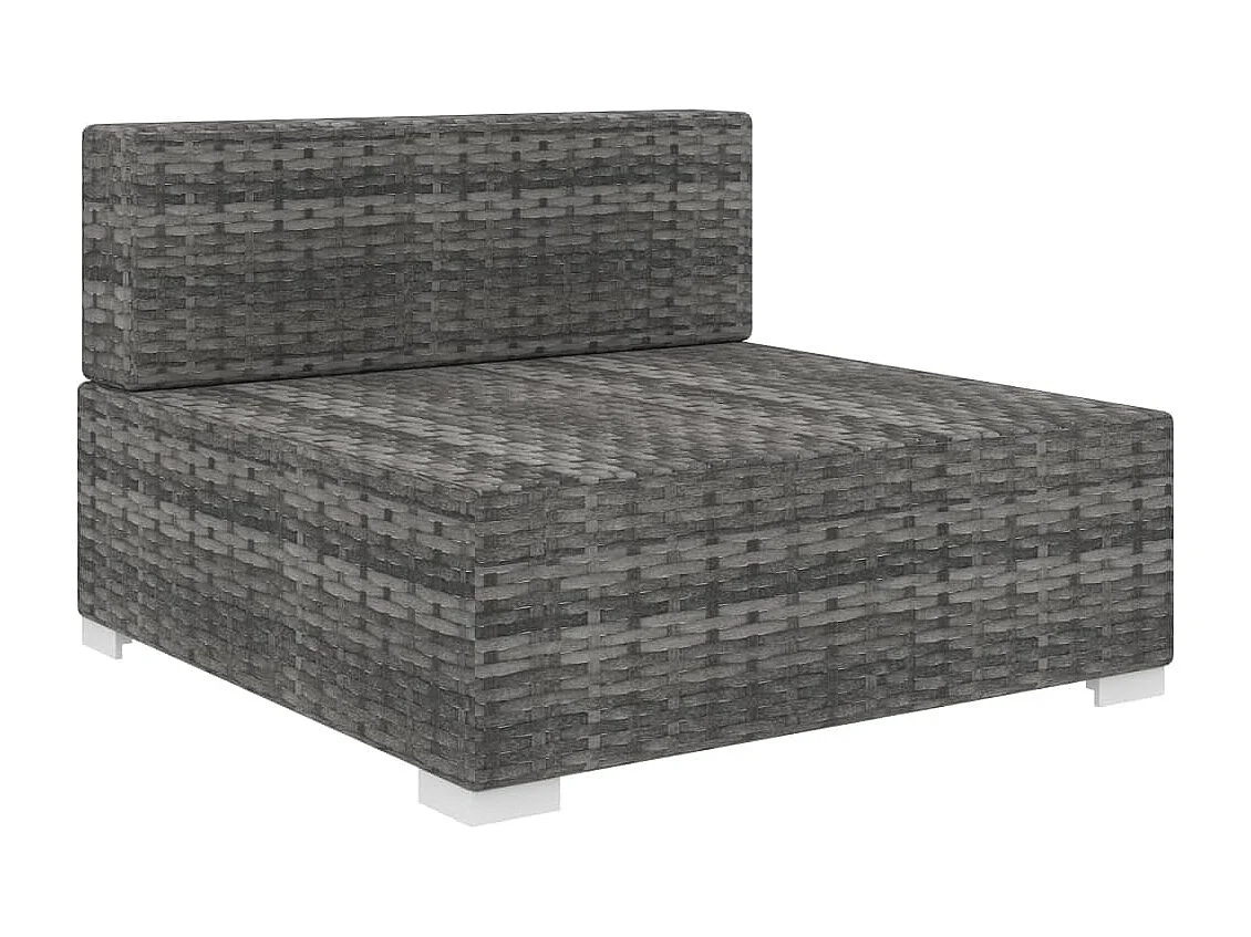 Siège central sectionnel 1 pc et coussins Résine tressée Gris