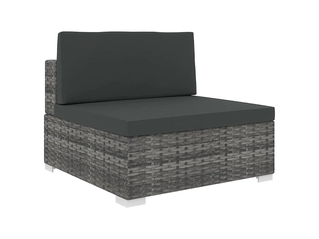 Modular-Sofa-Mittelteil 1 Stk. + Auflagen Poly Rattan Grau