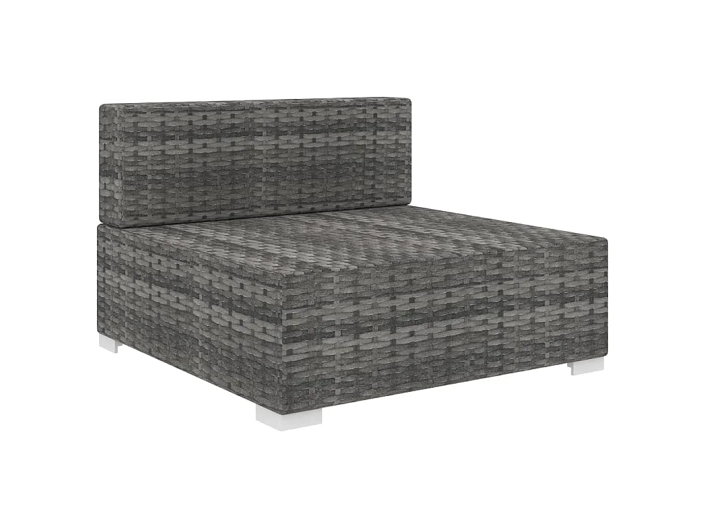 Modular-Sofa-Mittelteil 1 Stk. + Auflagen Poly Rattan Grau