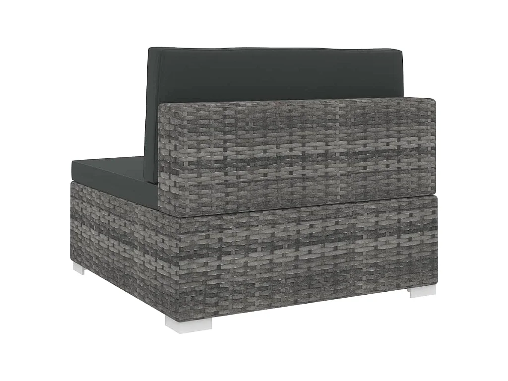 Modular-Sofa-Mittelteil 1 Stk. + Auflagen Poly Rattan Grau