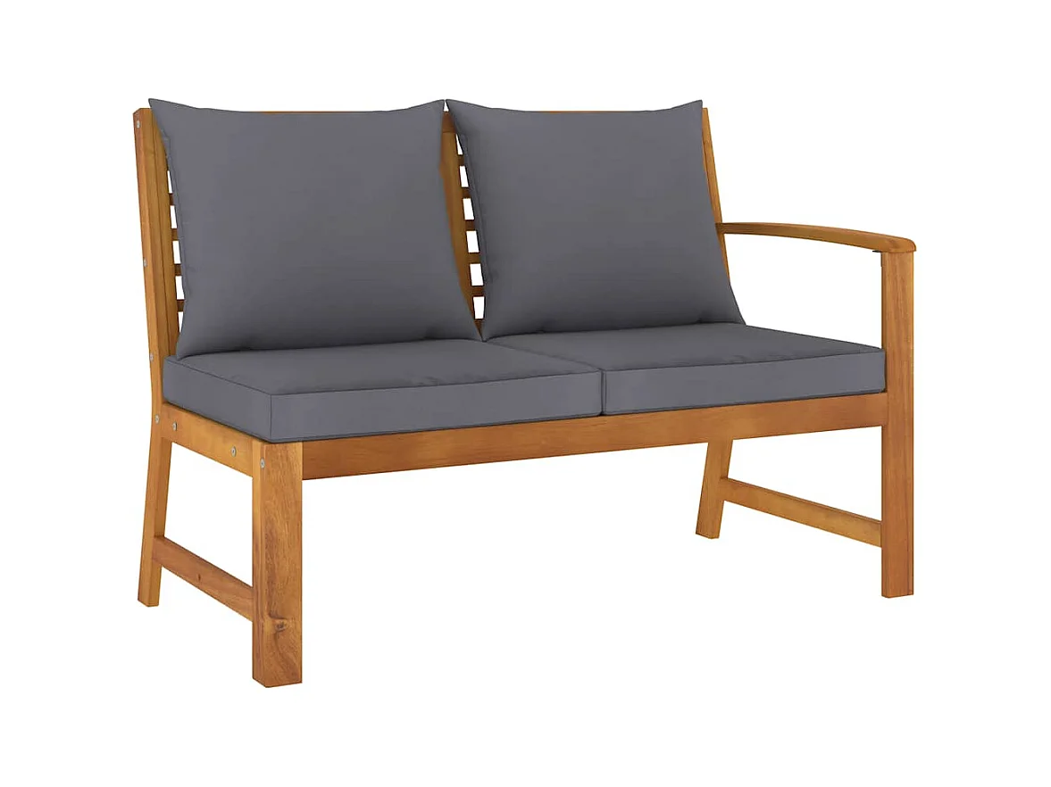 Banc de jardin 114,5 cm avec coussin gris foncé Bois d'acacia