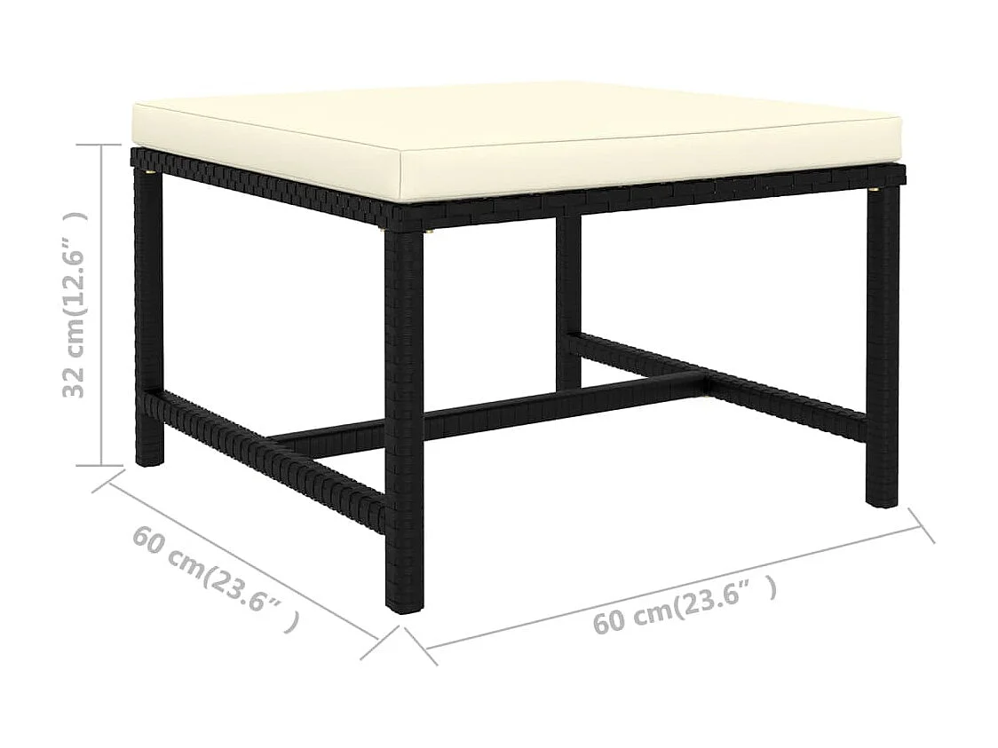 Salon de jardin 5 pcs avec coussins Noir Résine tressée