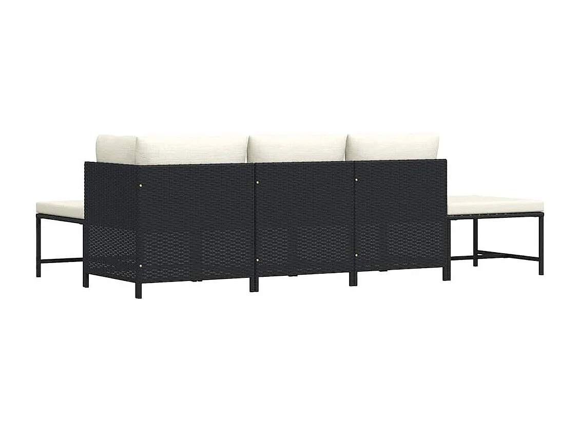 Salon de jardin 5 pcs avec coussins Noir Résine tressée