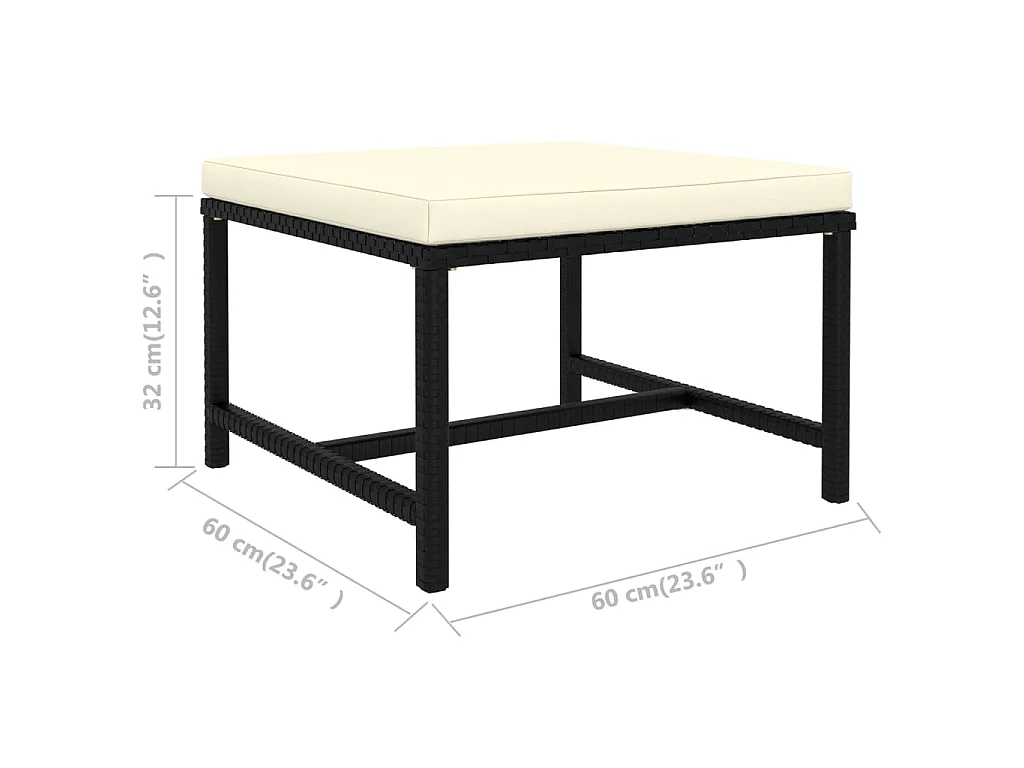 Set de sofás de jardín 5 pzas y cojines ratán sintético negro