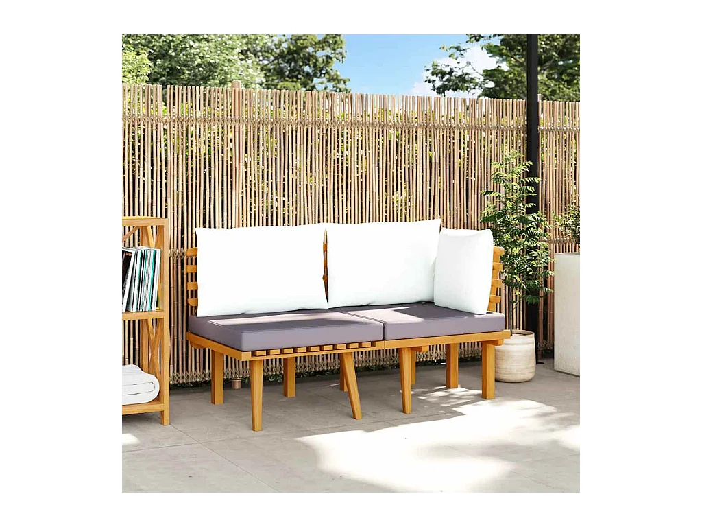 Salon de jardin 2 pcs avec coussins Bois d'acacia solide