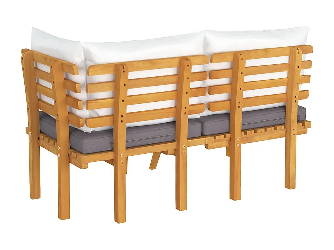 Salon de jardin 2 pcs avec coussins Bois d'acacia solide