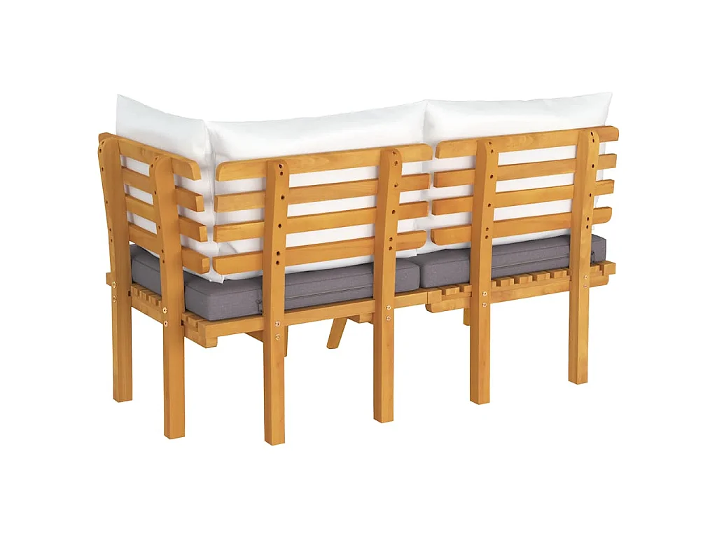 Set muebles de jardín 2 pzas con cojines madera maciza acacia
