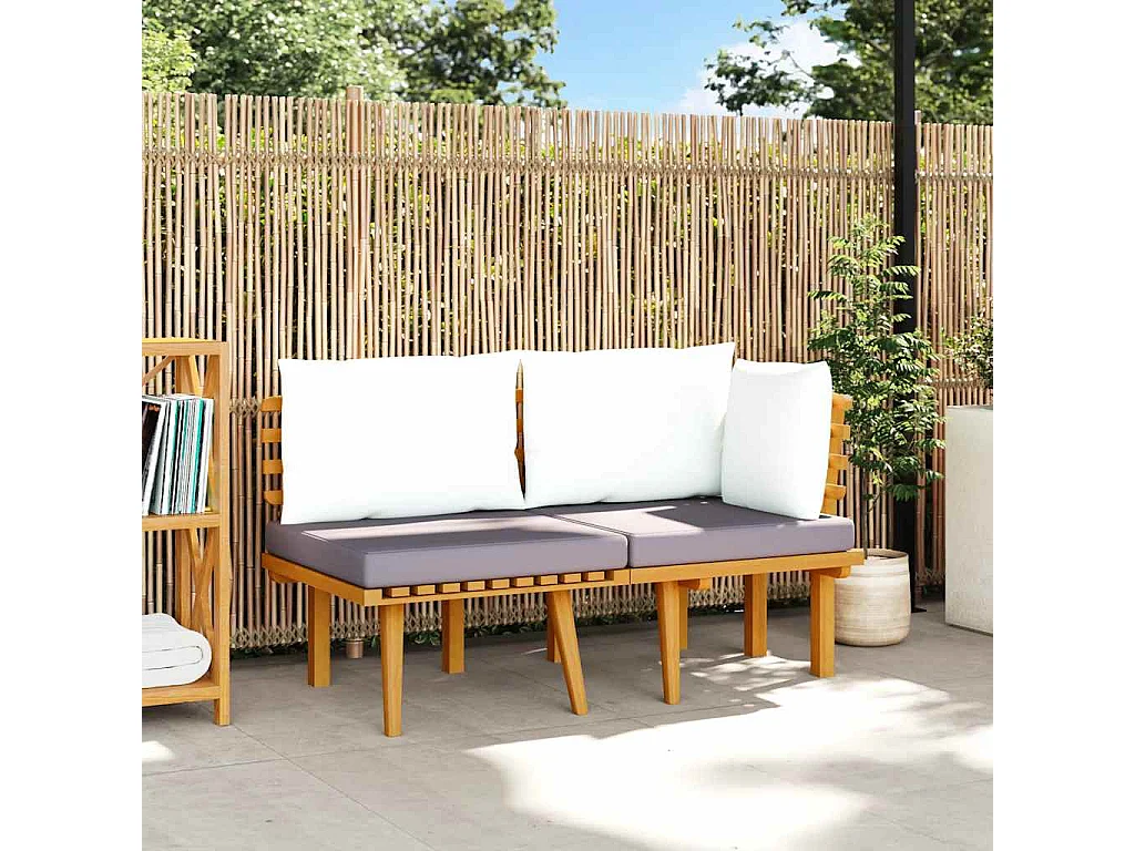 Set muebles de jardín 2 pzas con cojines madera maciza acacia