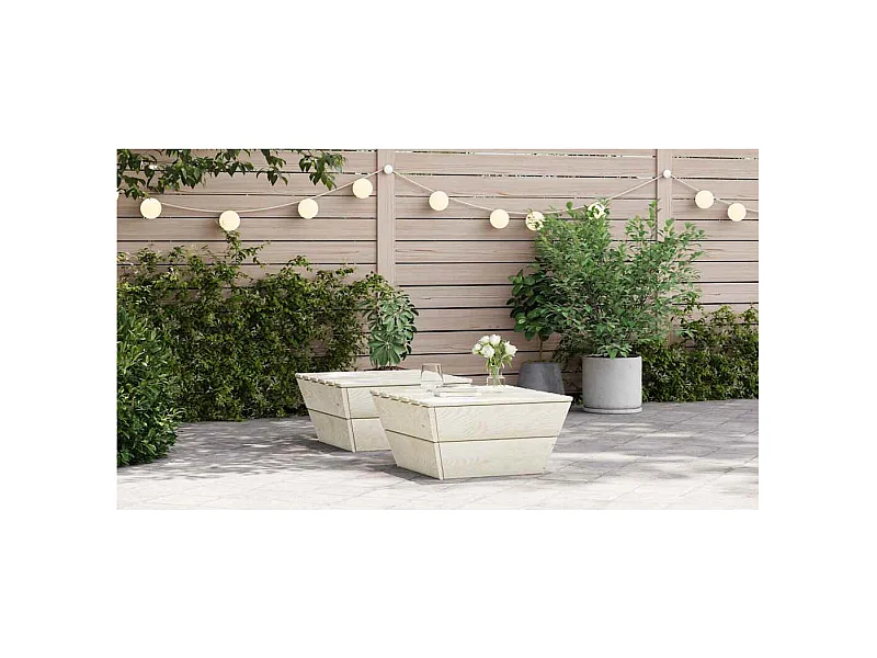 Tuintafels 2 st 60x60x30 cm geïmpregneerd vurenhout