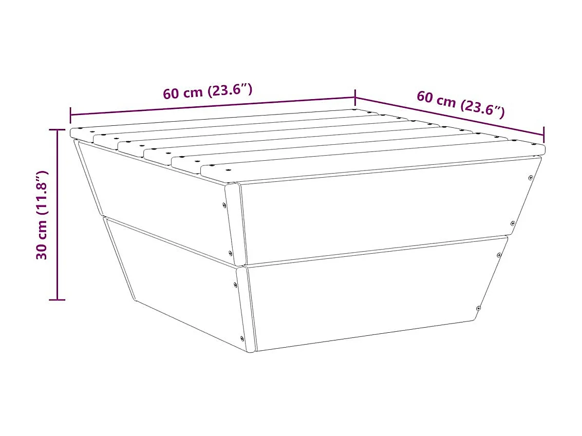 Tables de jardin 2 pcs 60x60x30 cm Bois d'épicéa imprégné