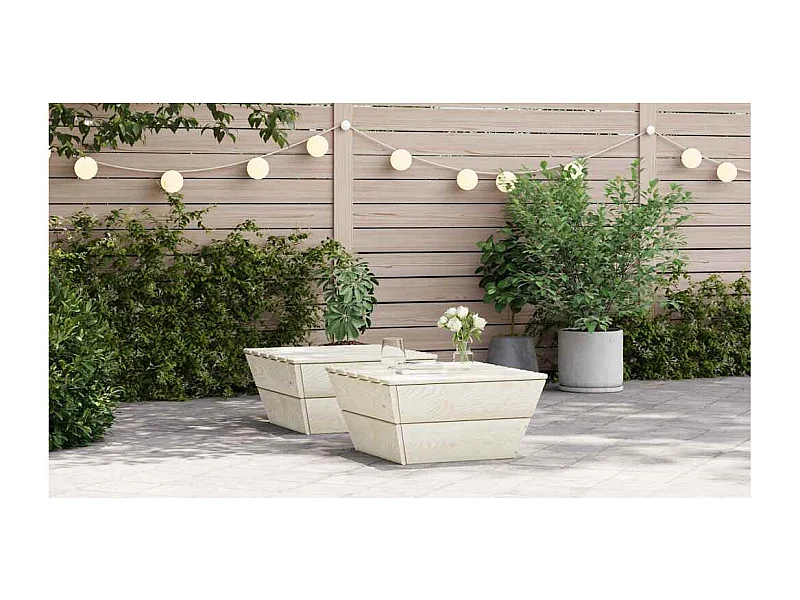 Tables de jardin 2 pcs 60x60x30 cm Bois d'épicéa imprégné