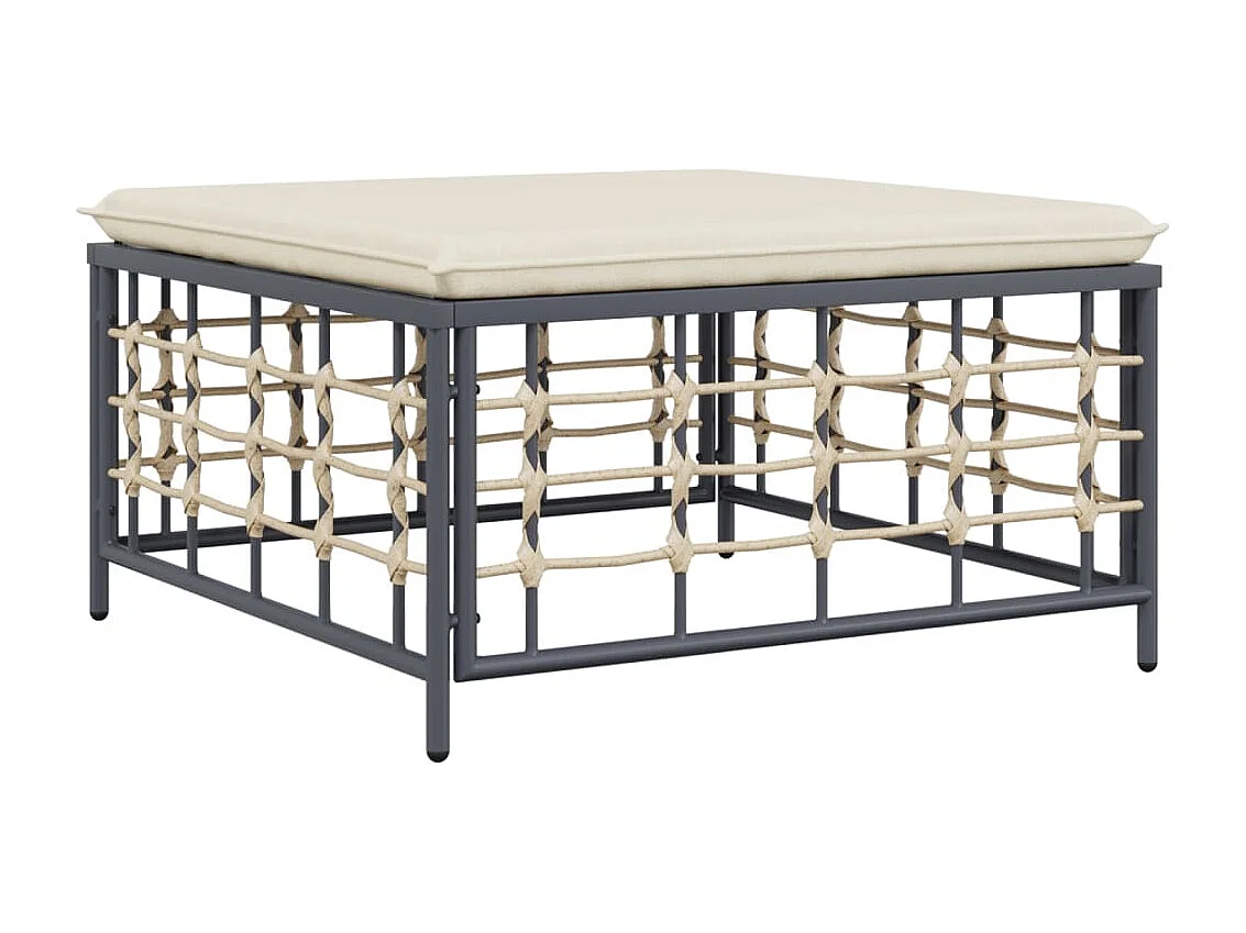 Tabouret de jardin avec coussin beige résine tressée