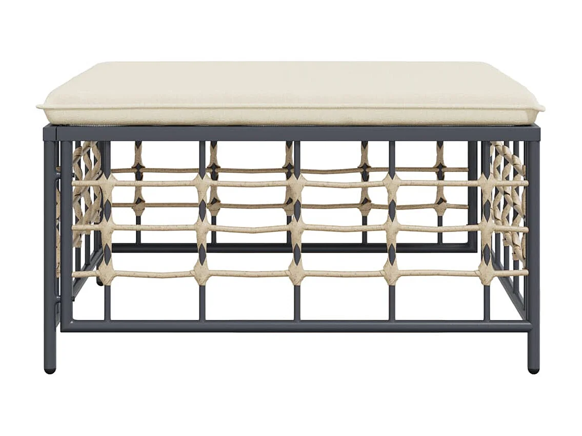 Tabouret de jardin avec coussin beige résine tressée