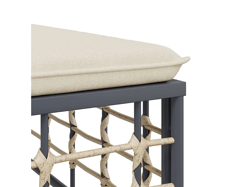 Tabouret de jardin avec coussin beige résine tressée