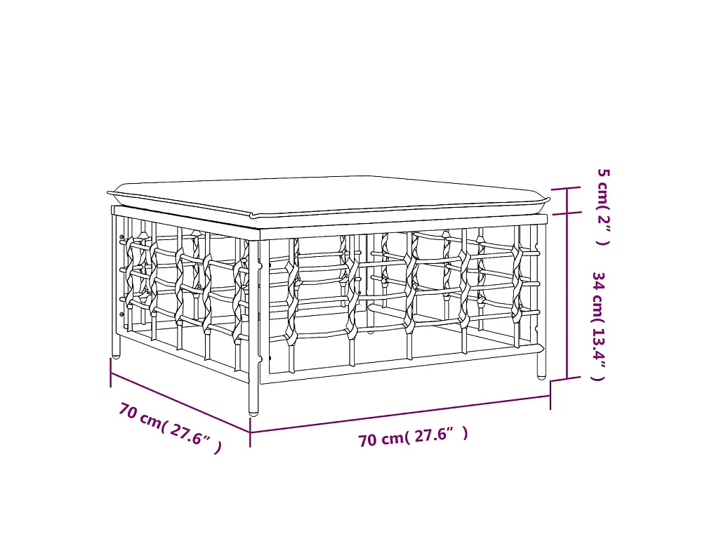 Tabouret de jardin avec coussin beige résine tressée