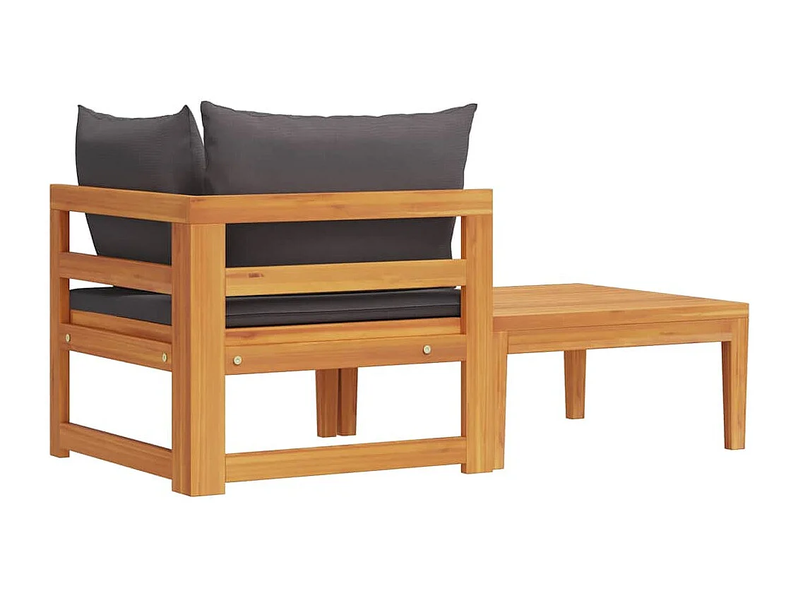 Set Divani Giardino 2 pz con Cuscini Grigio Scuro Legno Acacia