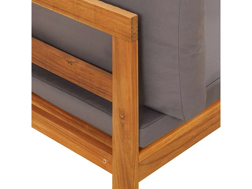 Set Divani Giardino 2 pz con Cuscini Grigio Scuro Legno Acacia