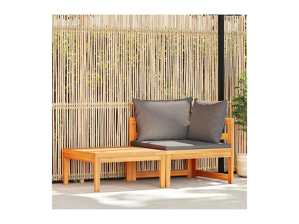 Salon de jardin 2 pcs avec coussins gris foncé Bois d'acacia