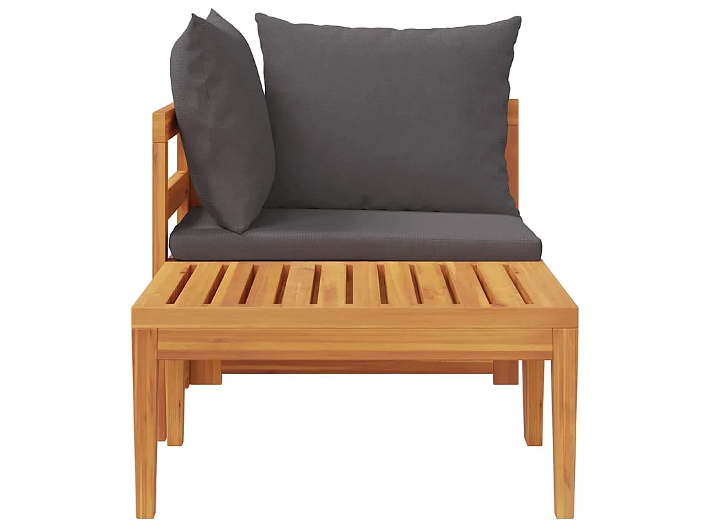 Set Divani Giardino 2 pz con Cuscini Grigio Scuro Legno Acacia