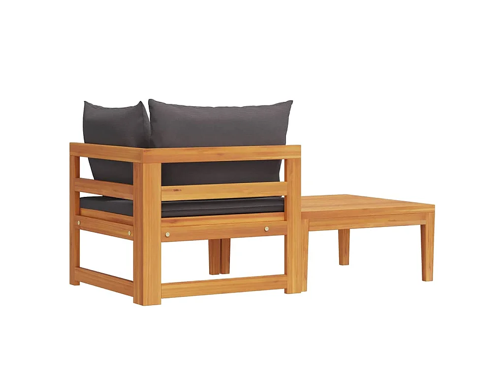 Set Divani Giardino 2 pz con Cuscini Grigio Scuro Legno Acacia