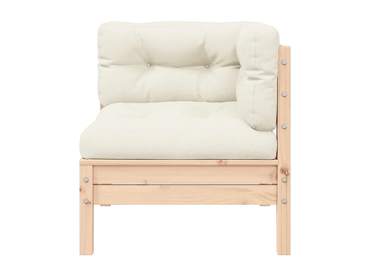 Set Divani da Giardino 3 pz con Cuscini Crema Massello di Pino