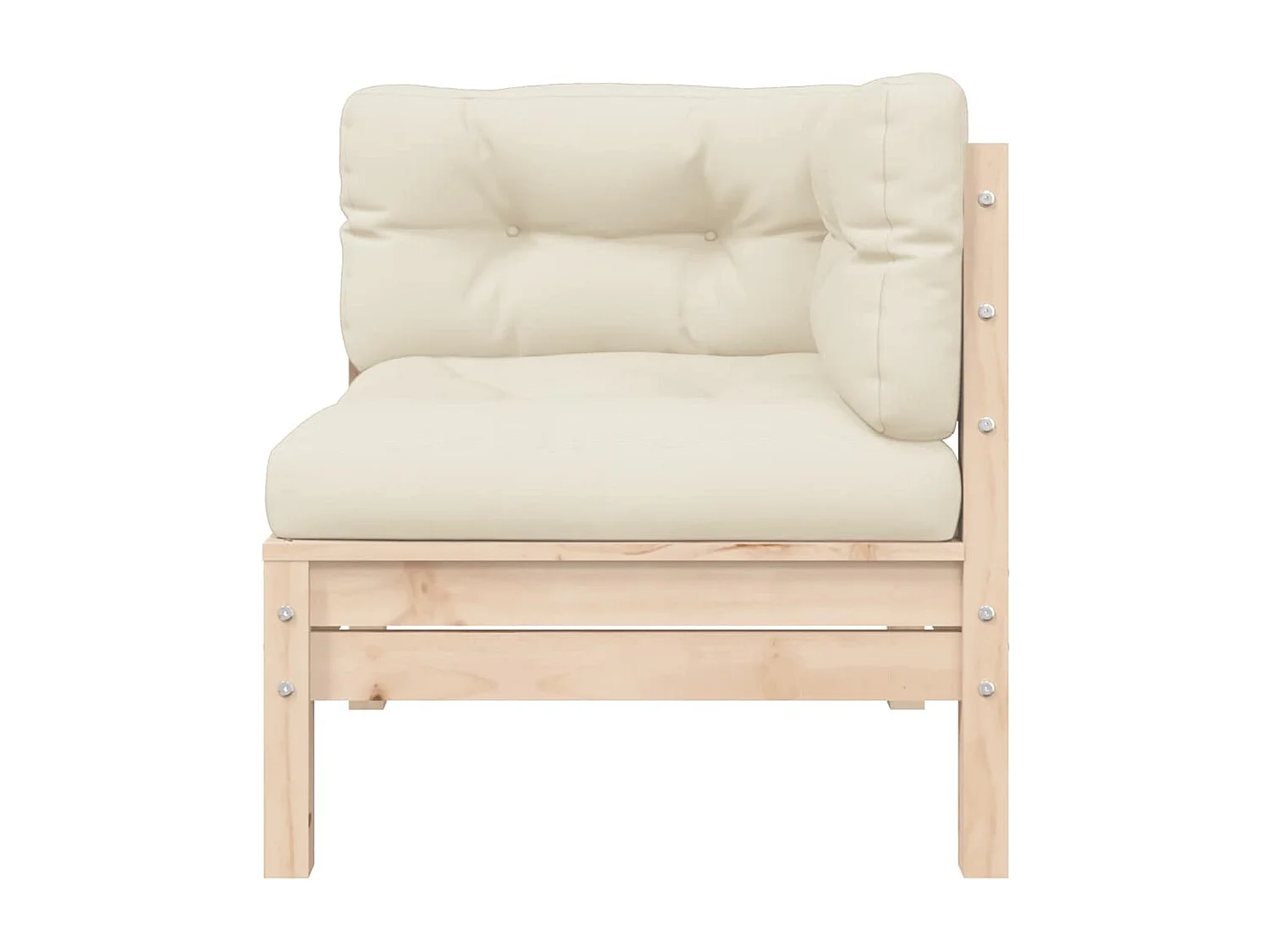 Set Divani da Giardino 3 pz con Cuscini Crema Massello di Pino