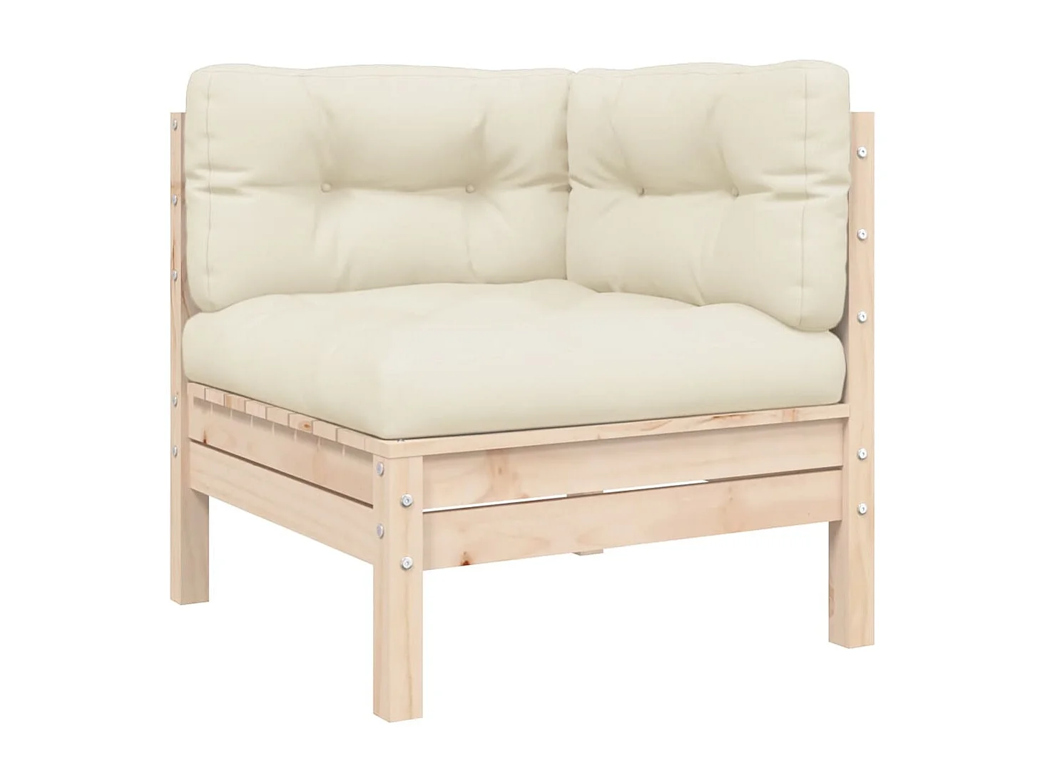 Set Divani da Giardino 3 pz con Cuscini Crema Massello di Pino