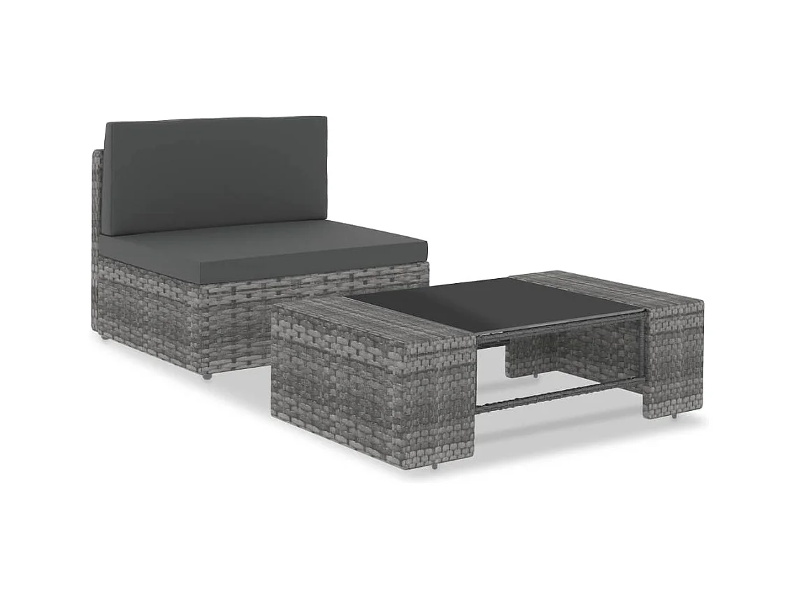 Salon de jardin 2 pcs Résine tressée Gris