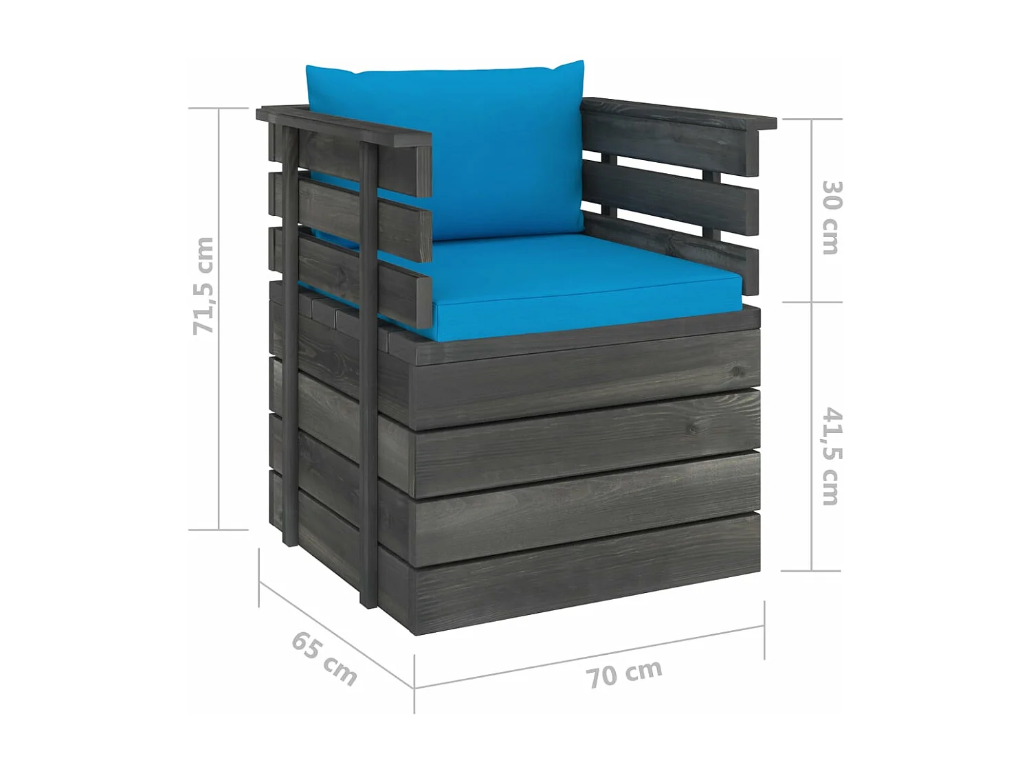 Sillón de jardín con cojines madera de pino