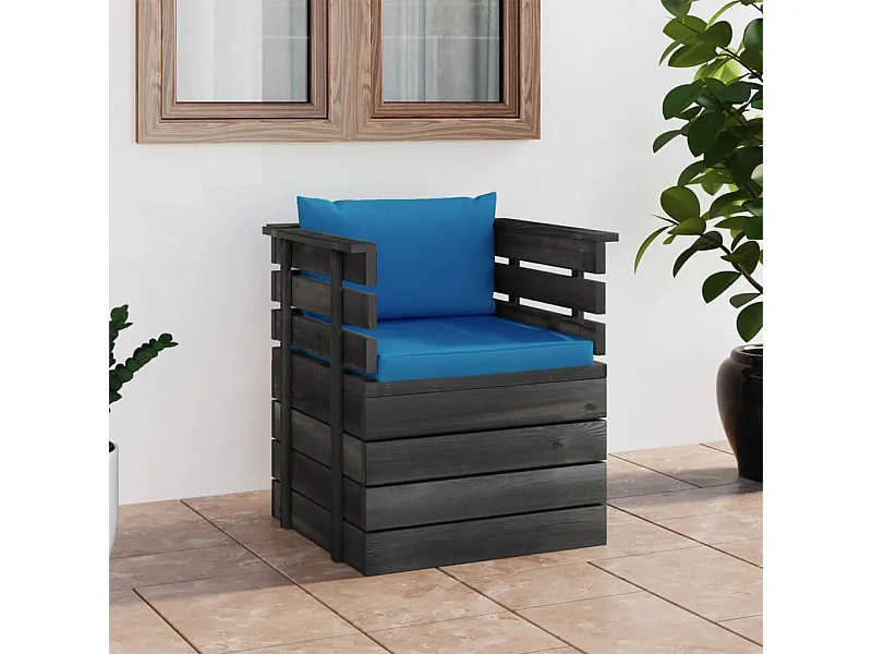 Tuinfauteuil met kussens pallet grenenhout