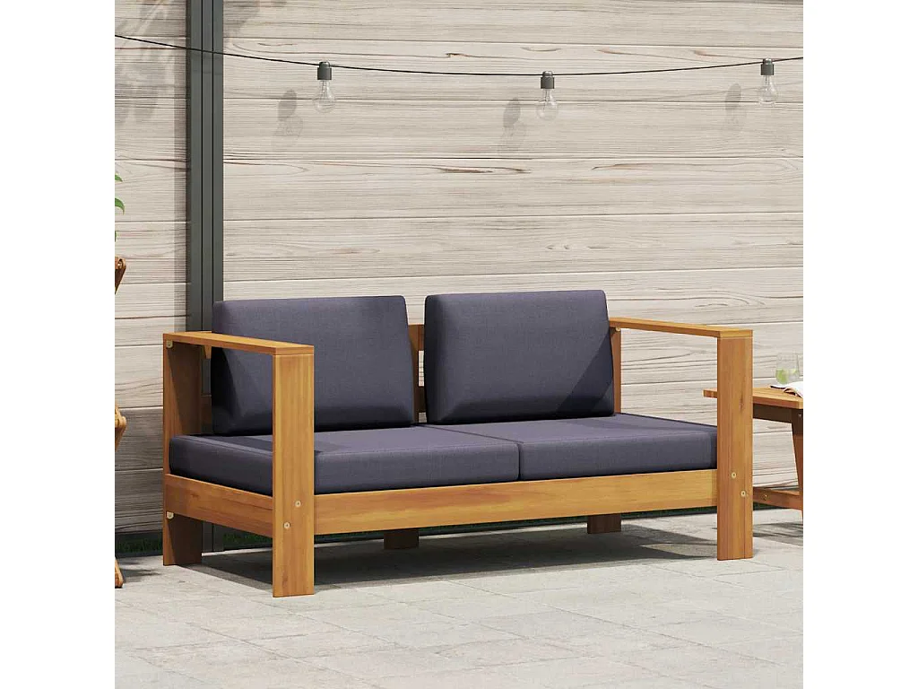 Banco sofá de jardín y cojines madera maciza acacia gris 140 cm