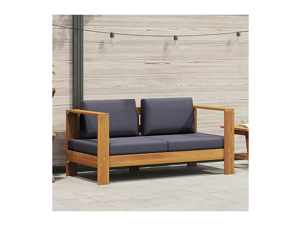 Banc de jardin avec coussins 140 cm Bois d'acacia solide Gris
