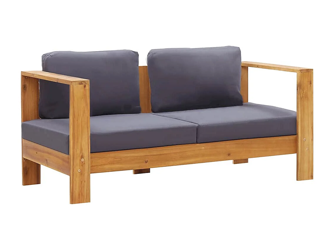 Tuinbank met kussens 140 cm massief acaciahout grijs