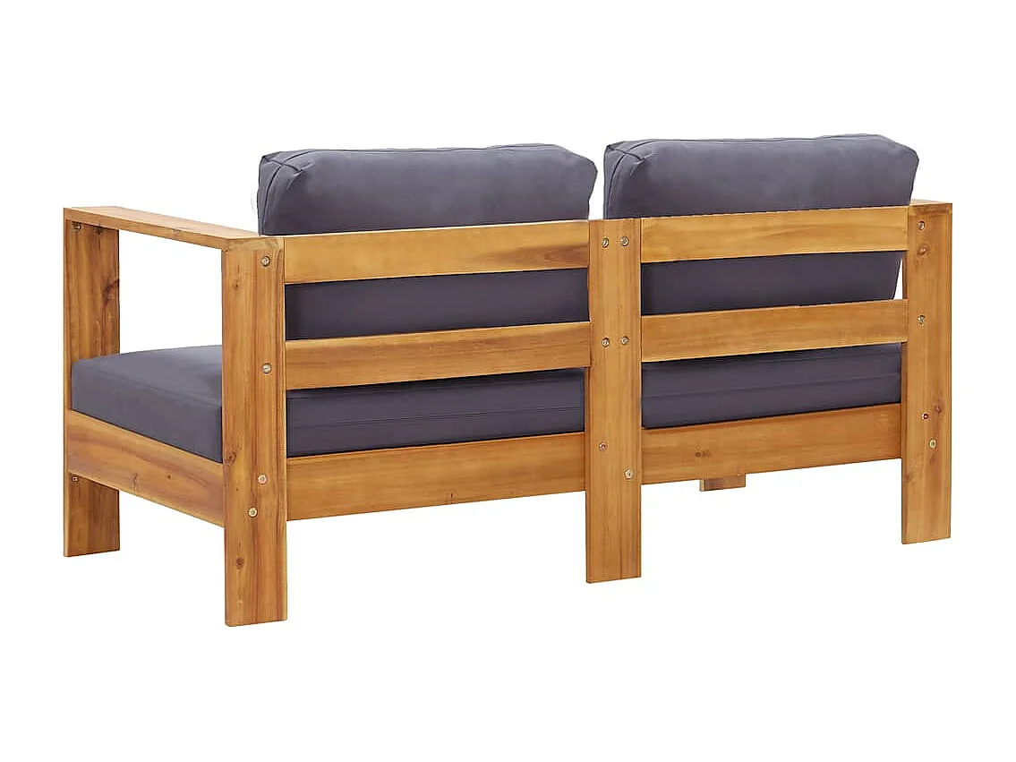Tuinbank met kussens 140 cm massief acaciahout grijs