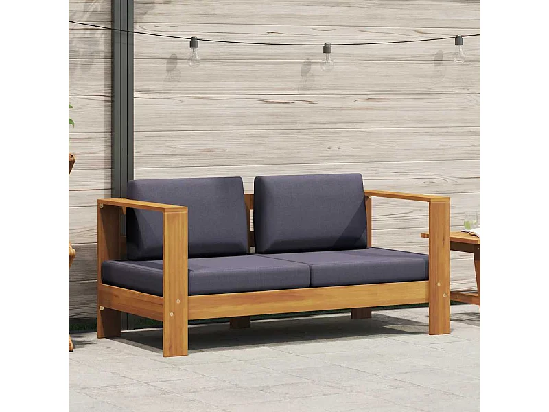 Gartenbank mit Auflagen 140 cm Massivholz Akazie Grau