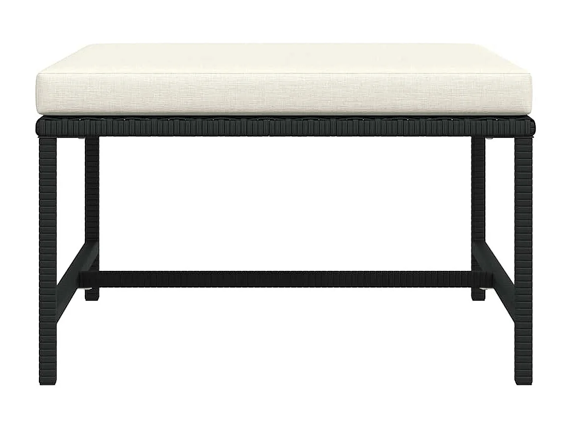 Modular-Fußhocker mit Kissen Schwarz Poly Rattan