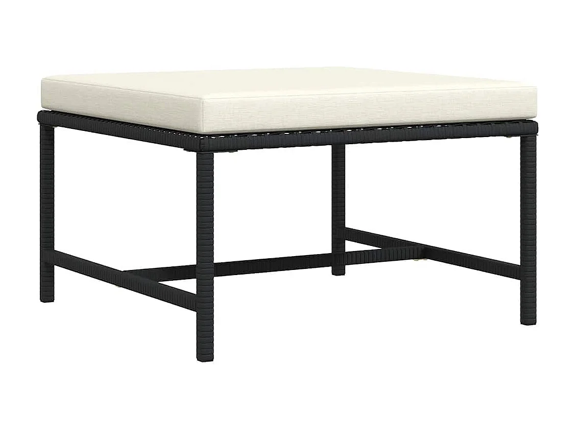 Modular-Fußhocker mit Kissen Schwarz Poly Rattan
