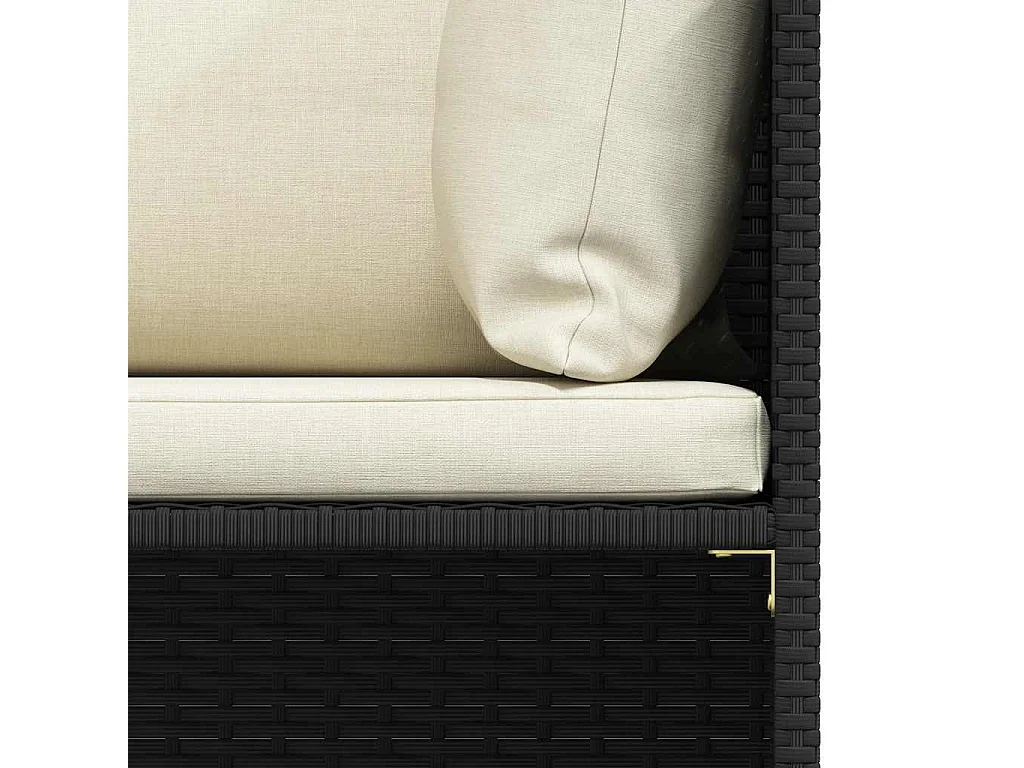 Modular-Fußhocker mit Kissen Schwarz Poly Rattan