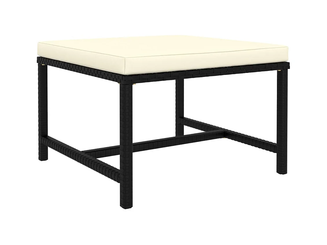 Repose-pied sectionnel avec coussin Noir Résine tressée